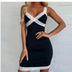 Tiger Mist Bodycon Lingerie Coquette Slip Dress Lace Size Medium